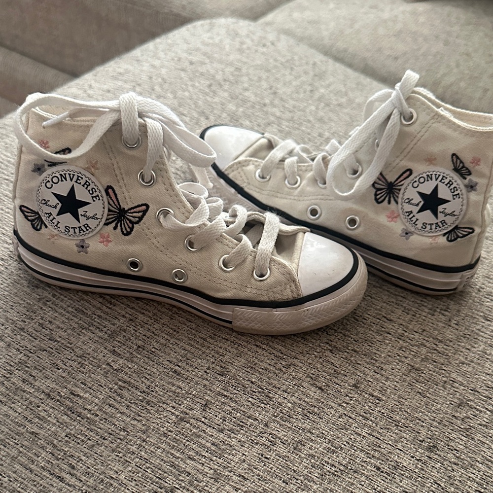 Converse Kids' White Sneakers with Butterfly Design